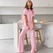 Summe New Knitted Heat Pint Shot Sleeve Long Pants Pajama Set Euopean And Ameican Comfotable Women's_ecoleips.com