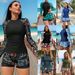 Women's Long Sleeve Tankini Swimsuit Racing Printed Diving Suit Double Layer Underwear Two-Piece Swimwear_ecoleips.com