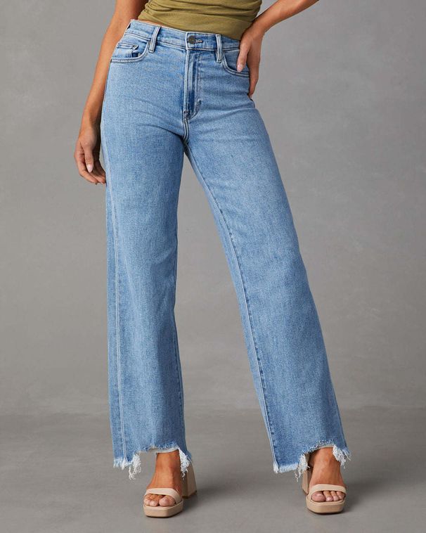 Women's Clothing Loose Casual Jeans Fashion Simple Tassel Straight Trousers_ecoleips.com