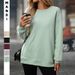 Women's Fashion Fleece Pullover Sweatshirt - Oversized Long Sleeve Crewneck Casual Top For Autumn & Winter - Solid Colors_ecoleips.com