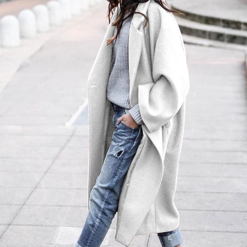 Casual Long Women's Plus Size Woolen Jacket_ecoleips.com