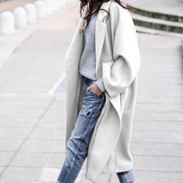 Casual Long Women's Plus Size Woolen Jacket_ecoleips.com