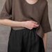 Women's Pure Linen Shorts Elastic Waist Solid Color Casual Pants Loose Fitting Spring Summer Old Fashioned Style Rolled up Hem_ecoleips.com