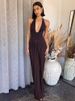 Mozision Deep V Neck Backless Sexy Maxi Dress Women Elegant Halter Sleeveless High Waist Pleated Split Club Party Long Dresses_ecoleips.com