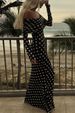 European Summer Sexy Off-Shoulder Bodycon Dress with Sheer Panels Mesh Dot Dress Black Sizes S to XXL Women's Clothing_ecoleips.com