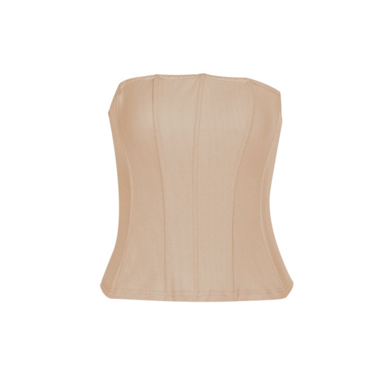 Women's Clothing Strapless Camisole Top American Style Summer Thin Polyester Waist Cinching Vest Versatile Fashion_ecoleips.com
