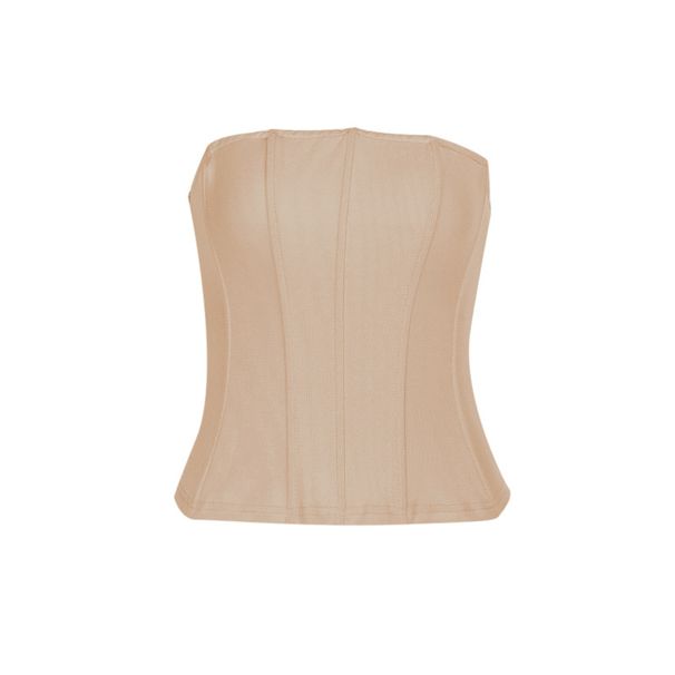 Women's Clothing Strapless Camisole Top American Style Summer Thin Polyester Waist Cinching Vest Versatile Fashion_ecoleips.com