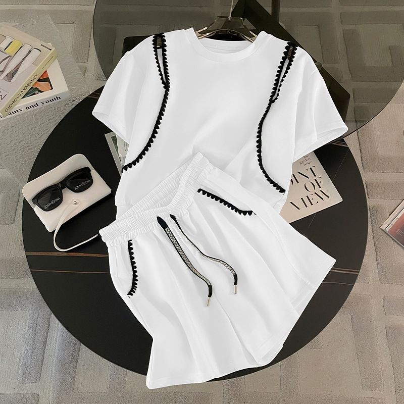 Women's Clothing Summer New Style Temperament Fashion Casual Short Sleeved Suit Small Loose Slim Sports Two Piece Suit_ecoleips.com