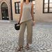 Elegant Casual Women's Halter Neck Pant Suit Loose Fitting American Style Spring Summer 2026 Independent Amazon Website_ecoleips.com