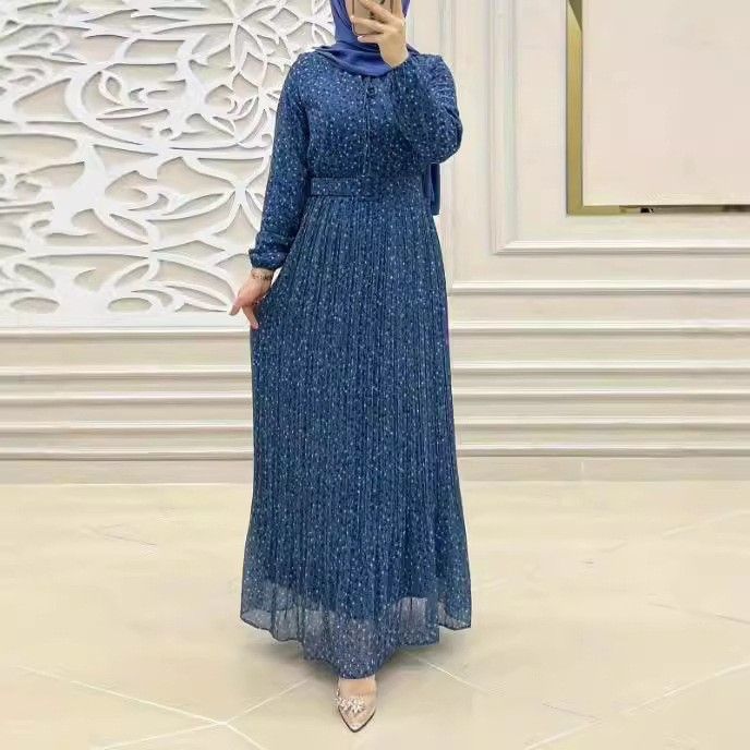 Women's Clothing New Chiffon Floral Print Robe Fashionable And Elegant Dress_ecoleips.com
