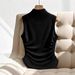 Minimalist Sleeveless Blouse With Metallic Ring Detail – Slim-Fit Knit Top In Black/Red/Olive/Brown, Versatile For Office & Evening Wear_ecoleips.com