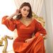 Women's Clothing Temperament Sexy High Waist Lantern Sleeve Dress_ecoleips.com