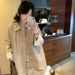 Long Island Lover Korean-style Spliced Cuff Lace Mid-length Trench 2025 New Loose-fit Autumn Coat_ecoleips.com