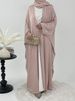 Effortless Elegance: Women's Solid Color Long Sleeve Dress With Open Front For Travel & Daily Wear_ecoleips.com