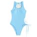 Aria Basics European And American One-piece Sexy Bikini Swimsuit For Women, Fashionable Solid Color With Side Ties, Slimming_ecoleips.com