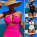 High Waist One Piece Swimsuit for Women Solid Color Sexy Backless Neck Conservative Design_ecoleips.com