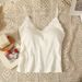 Women Sleeveless Tank Tops Solid Color Korean Version V Neck Slim Fashion Lace Stitching With Chest Pad Camisole_ecoleips.com