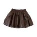Korean-style Fashion Versatile PU Leather High-waisted Slimming Half Puffy Anti-exposure Short Skirt, A-line Skirt For_ecoleips.com