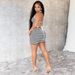 K Women's New Striped Printed Hanging Neck And Backless Sexy Jumpsuit Shorts_ecoleips.com