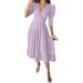 2026 European And American Foreign Trade New Women's Solid Color Pleated Waist-cinching Three-quarter_ecoleips.com