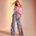 Women's Clothing Washed Distressed Wide Leg Pants Plush Diamond Chain Decorated Slit Straight Jeans Women_ecoleips.com