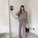 Women's Fashionable Korean Style Loose Striped Knit Top And Pants Set Casual High-Waisted Wide-Leg Knitwear_ecoleips.com