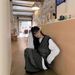 Lazy Wind Suit Women's Autumn And Winter Retro Striped Knitted Vest Stacked T-shirt Half-length Skirt Three-piece Set_ecoleips.com