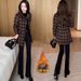girl Hot-Selling Plaid Wool Coat For Women, Mid-Length, Winter New Fashionable Fleece-Lined Thickened Woolen Overcoat_ecoleips.com