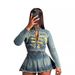 HR88008 Women's Clothing Stretch Fabric Embroidered Top Pleated Skirt Set Available For Individual Sale_ecoleips.com