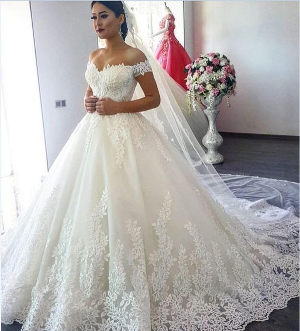 Wedding Dress New Dress One Shoulder Fluffy Tulle Skirt Trailing Wedding Dress_ecoleips.com