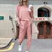 2025 Autumn New Independent European And American Cross-Border Women's Clothing Home Solid Color Casual_ecoleips.com