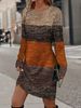 Women's Colorblock Round Neck Elegant Long Sleeve Slim Fit Dress, Comfortable Fabric, Halloween Christmas Holiday Style,_ecoleips.com