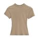 Women's round Neck Short Sleeve Stretch Slim Fit T-Shirt Basic European American Style Cross Border Fashion Tight Top_ecoleips.com