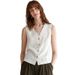 Women's Old Fashioned Linen Vest V Neck Sleeveless Top for Commuting Summer Style Luxurious Relaxed Casual_ecoleips.com