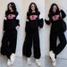 Women's Clothing Retro Style Two Piece Set Letter Print Sweatshirt Loose Fitting Long Pants And Jogger Harem Pants Spring Autumn_ecoleips.com