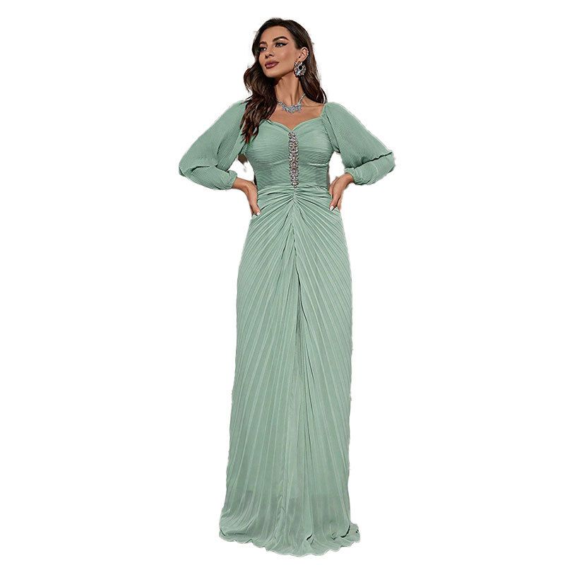 Fashion New Dress Temperament Chiffon Banquet Long Skirt Evening Dress_ecoleips.com