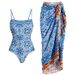 Women's Blue Printed One-Piece Swimsuit - National Style Design_ecoleips.com