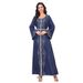 Women's Clothing Modest Evening Dress Elegant Plus-Size Abaya Dress – Embellished Maxi Gown With Flared Hem (Beige/Green/Blue, S-XXL)_ecoleips.com