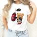 Women's Clothing 2024 Summer New Couple Teddy Bear Printed T-shirts Fashion Round Neck Tops Women_ecoleips.com