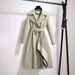 Elegant Women's Trench Coat - Slim Fit Mid-Length Casual Coat With Belt & Scarf, Plus Size Flowy Outerwear For Spring & Fall_ecoleips.com