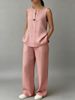 Women's Summer Cotton Linen Set Sleeveless Vest And Wide Leg Pants Two Piece Casual Fashion Mid Waist_ecoleips.com