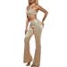 women's fashion sexy halter neck vest sequins slim fit flared trousers two-piece set_ecoleips.com
