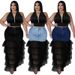Women's Clothing Large Size Women's Sexy Washed Denim Mesh Skirt Style Fashion For Ladies For Formal & Casual For Women_ecoleips.com