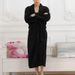 Aria Basics Cross-Border Hotel Bathrobe Long Sleeve Pajamas Solid Color Lapel Casual Flannel Robe European And American Foreign_ecoleips.com