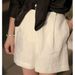Suitable For All Seasons Old Money Style Cotton Bermuda High Waist Thin Linen A-Line Straight Wide Leg Suit Shorts For Women Summer_ecoleips.com