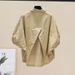 Women's Clothing Loose Casual Age Reducing Drawstring Bud Versatile Short Top_ecoleips.com