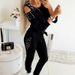 Women's Off-Shoulder Beaded Long Sleeve Sporty Crew Neck Casual Set Solid Color Plus Size Autumn Winter_ecoleips.com