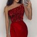 Women's Clothing Red Sequin Tube Top Sexy Sleeveless Fashion One Piece Temperament Mid Length Evening Dress_ecoleips.com