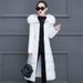 Girl Women's Long Winter Coat With Faux Fur Collar, Slim Fit Thermal Padded Jacket, Knee-Length Thickened Warm Parka For Cold Weather_ecoleips.com