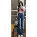 High-waisted Wide-leg Plus-size Jeans For Women 2022 New Spring And Autumn Versatile Slim-fit Long Pants With Slight_ecoleips.com